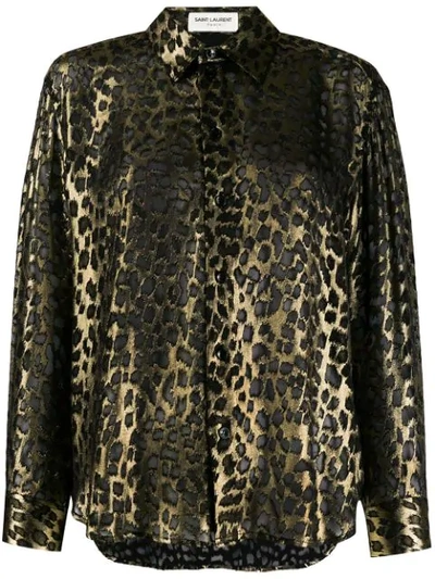 Shop Saint Laurent Leopard-print Shirt In Black