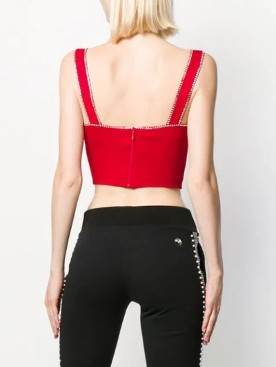 Shop Philipp Plein Embellished Crop Top In Red