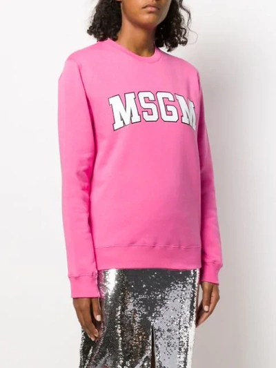Shop Msgm Varsity Logo Sweatshirt In 14 Pink