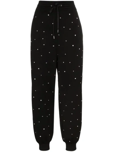Shop Miu Miu Crystal-embellished Track Pants In Black