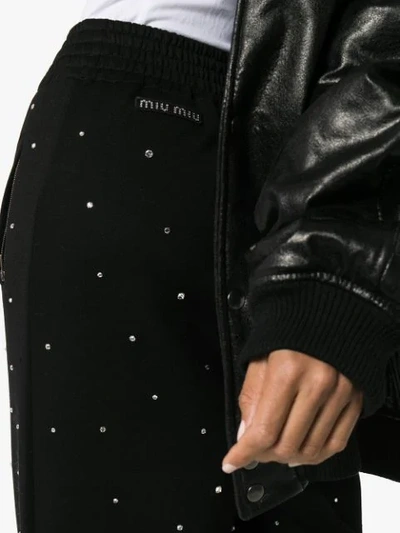 Shop Miu Miu Crystal-embellished Track Pants In Black