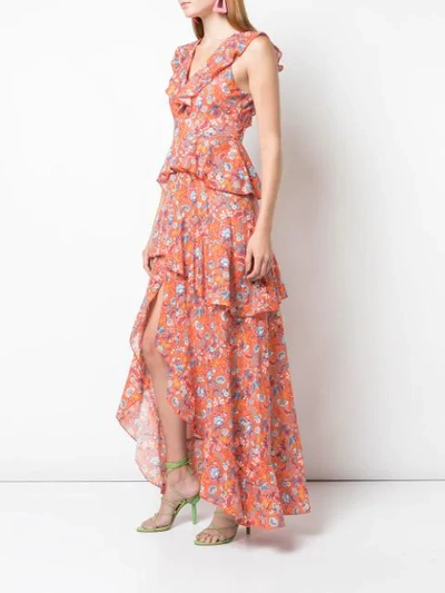 Shop Cynthia Rowley Savannah Tiered Maxi Dress In Orgmt - Orange Multi