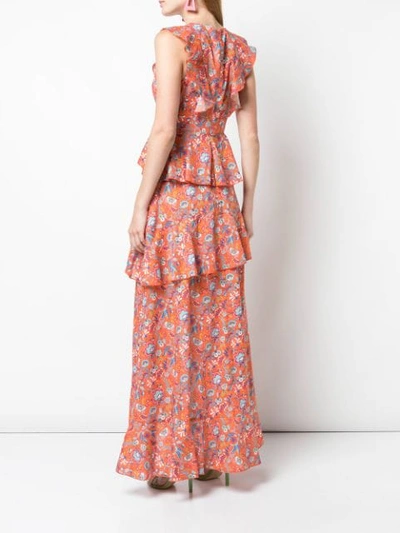 Shop Cynthia Rowley Savannah Tiered Maxi Dress In Orgmt - Orange Multi