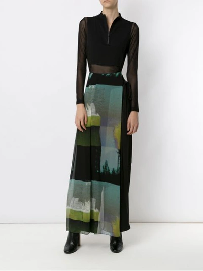 Shop Mara Mac Printed Long Skirt - Black