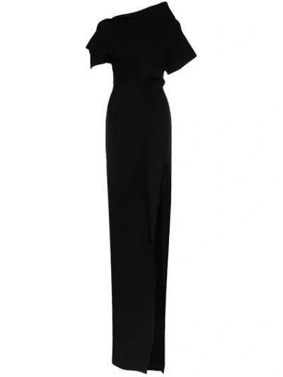 Shop Rick Owens Ruffled Asymmetric Gown In Black