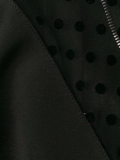 Shop Balmain Exaggerated Shoulder Polka Dot Detail Dress In Black
