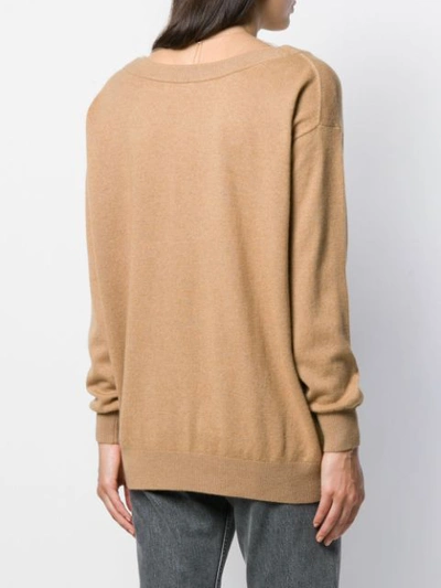 Shop Alexander Wang Sheer Yoke V-neck Jumper In Brown