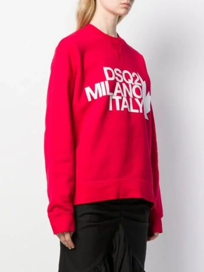 Shop Dsquared2 Logo Print Sweatshirt In Red