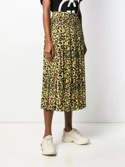 Shop Gucci Leopard-print Pleated Skirt In Black