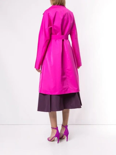 Shop Rochas Belted Trench Coat In Pink