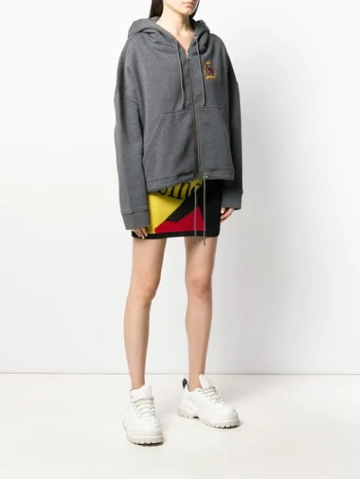Shop Tommy Hilfiger Embroidered Logo Hoodie In Grey
