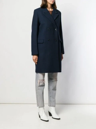 Shop Closed Double-breasted Midi Coat In Blue