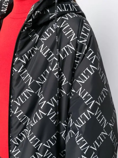 Shop Valentino Logo Print Padded Coat In Black