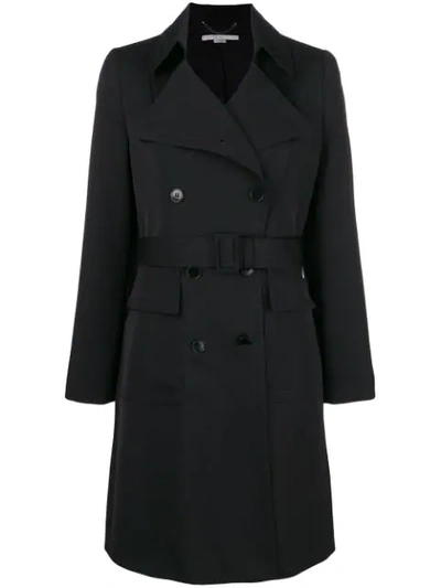 Shop Stella Mccartney Double Breasted Trench Coat - Black