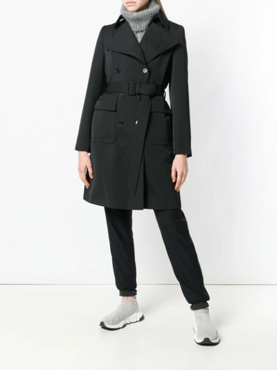Shop Stella Mccartney Double Breasted Trench Coat - Black