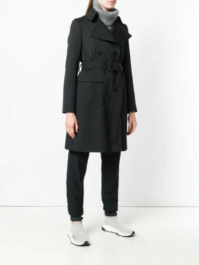 Shop Stella Mccartney Double Breasted Trench Coat - Black