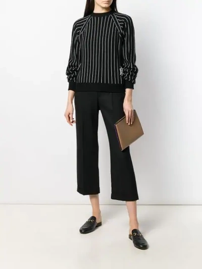 Shop Barrie Striped Cashmere Jumper In Black