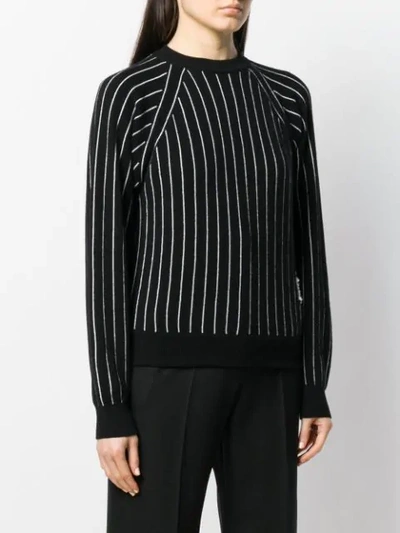 Shop Barrie Striped Cashmere Jumper In Black