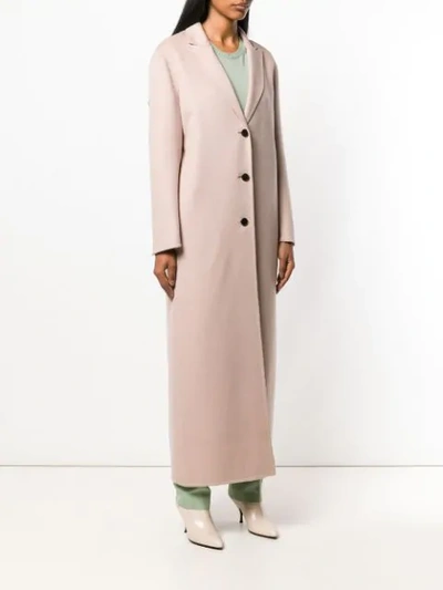 Shop Valentino Long Buttoned Coat In Neutrals