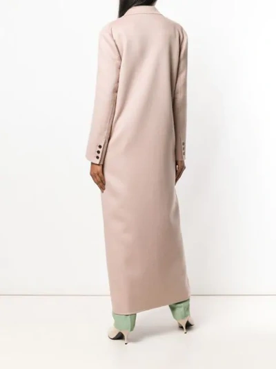Shop Valentino Long Buttoned Coat In Neutrals