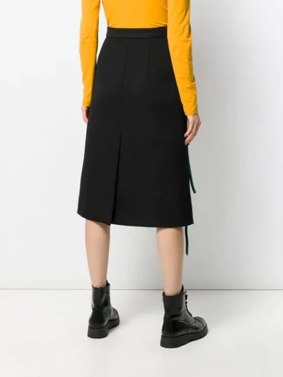 Shop Prada Rose Appliqué Skirt In Black