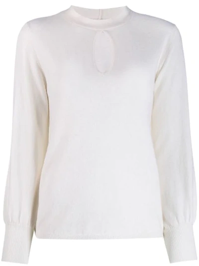 Shop Allude Teardrop Detail Knitted Top In White