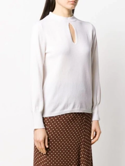 Shop Allude Teardrop Detail Knitted Top In White