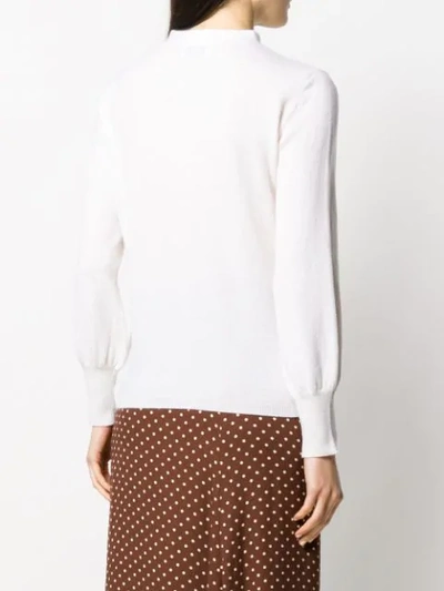 Shop Allude Teardrop Detail Knitted Top In White