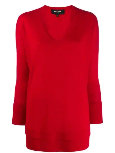 Shop Paule Ka Layered-effect V-neck Pullover In Red