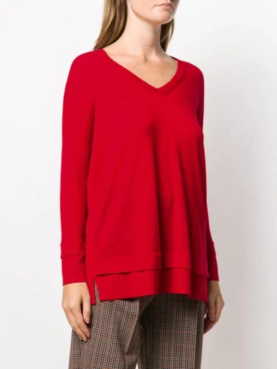 Shop Paule Ka Layered-effect V-neck Pullover In Red