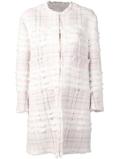 Shop Thom Browne Bow Embroidery Cardigan Overcoat  In 680 Light Pink