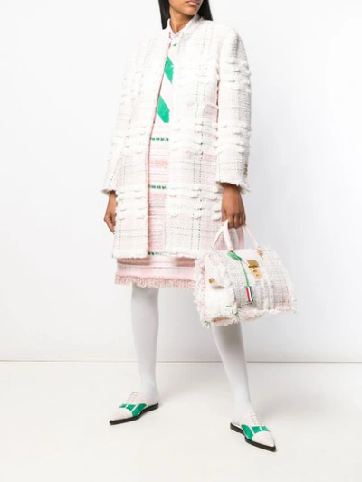 Shop Thom Browne Bow Embroidery Cardigan Overcoat  In 680 Light Pink