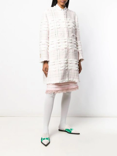 Shop Thom Browne Bow Embroidery Cardigan Overcoat  In 680 Light Pink