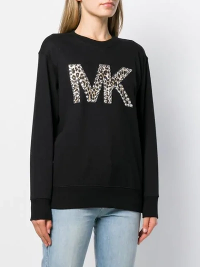 Shop Michael Michael Kors Logo Studded Sweater In Black