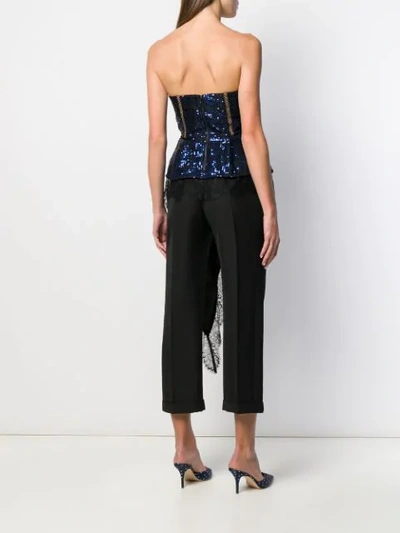 Shop Self-portrait Sequin Embroidered Top In Blue
