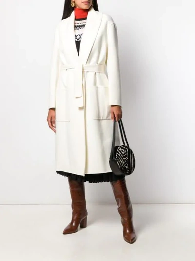 Shop Loewe Belted Oversized Coat In White