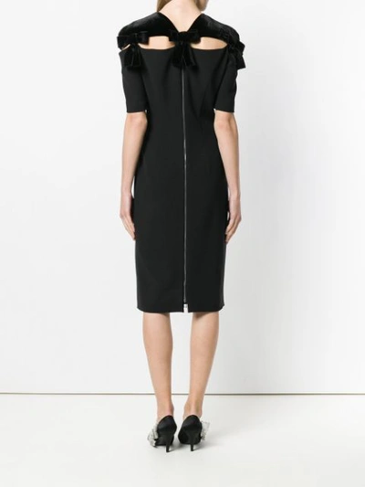 Shop Fendi Bow Embellished Pencil Dress In Black