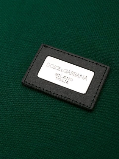 Shop Dolce & Gabbana Slogan Knitted Sweater In V0340 Dark Musk Green