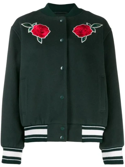 Lacoste Live Rose Embroidery Bomber Jacket In Green | ModeSens