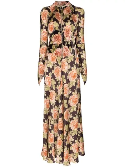 Shop Paco Rabanne Floral Print Flared Dress In Multicolour