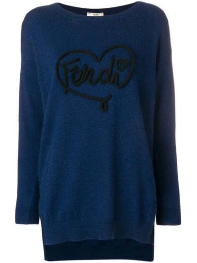 Shop Fendi Open Your Heart Sweater - Blue