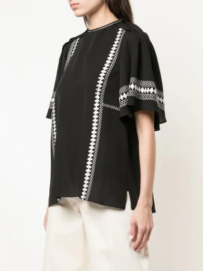 Shop Derek Lam Embroidered Blouse In Black