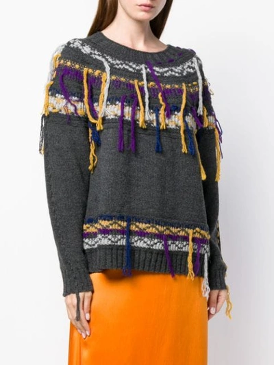 Shop Pinko Fringed Trim Sweater In Grey