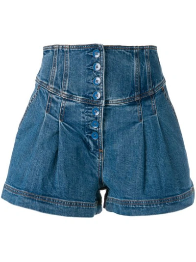 Shop Ulla Johnson Cass Denim Shorts In Blue