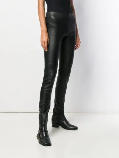 Shop Yves Salomon Leather Leggings In Black