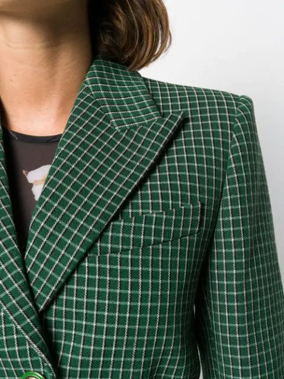 Shop Givenchy Grid Check Blazer In Green