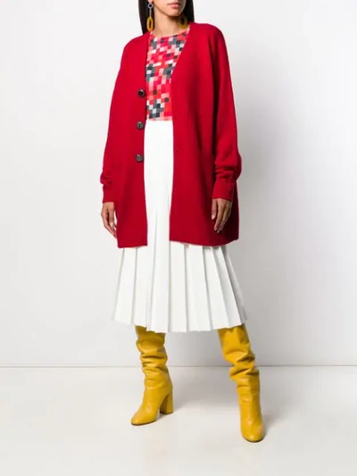 Shop Marni Oversized Knitted Cardigan In Red