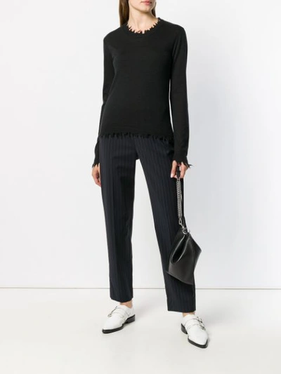 Shop Uma Wang Distressed-hem Fitted Sweater - Black