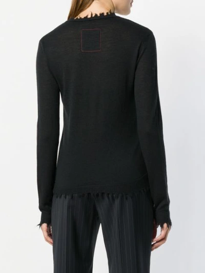 Shop Uma Wang Distressed-hem Fitted Sweater - Black