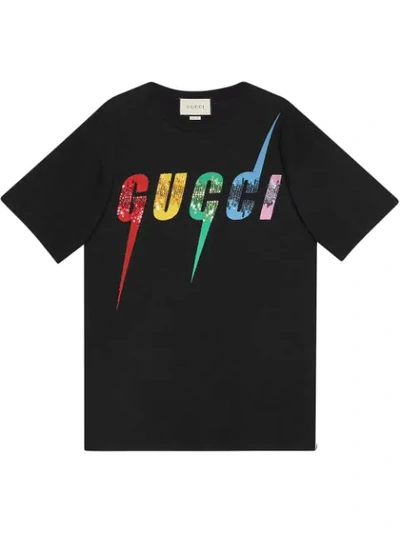 Shop Gucci Oversize T-shirt With  Blade Print In Black